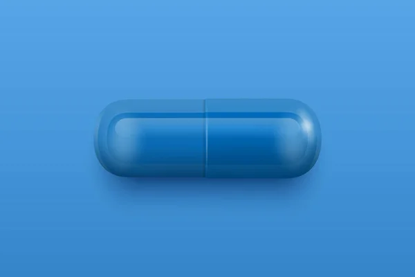 Píldora Médica Farmacéutica Azul Blanca Realista Del Vector Cápsula Tableta — Archivo Imágenes Vectoriales