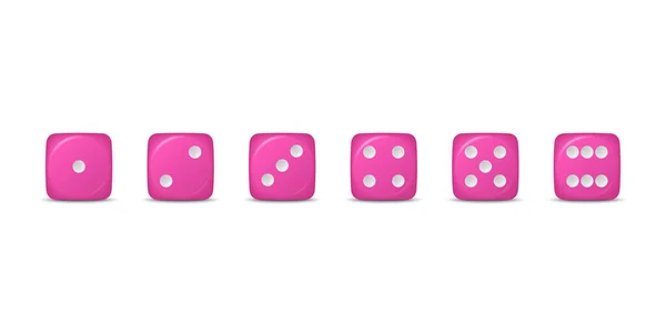 Vector Realistic Pink Game Dice Icon Set Closeup Isolated Game — Stock Vector