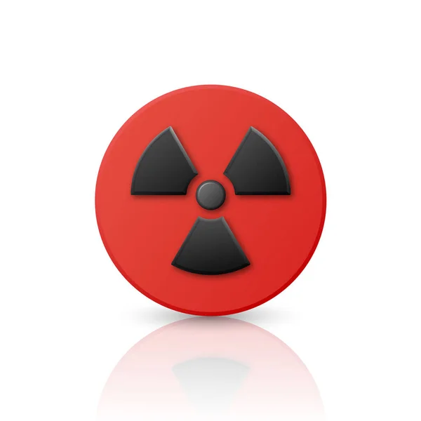 Vetor Realista Rodada Vermelho Preto Aviso Símbolo Nuclear Perigo Isolado —  Vetores de Stock