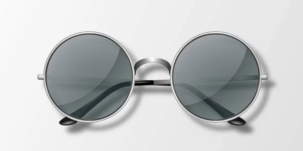 Vektorové Realistické Brýle Kulatým Rámečkem Izolované Metal Steel Silver Frame — Stockový vektor
