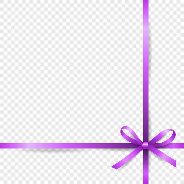 Vector Realistic Purple Gift Ribbon Bow Closeup Isolated 약자이다 Bow — 스톡 벡터