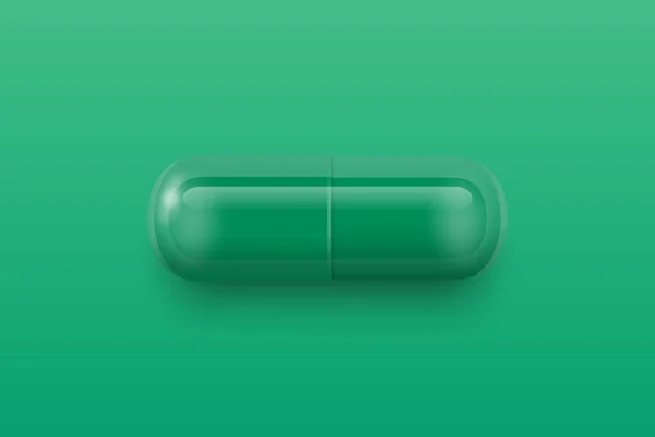 Pilule Médicale Pharmaceutique Verte Blanche Réaliste Vectorielle Capsule Comprimé Sur — Image vectorielle