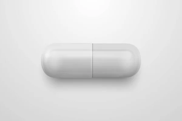 Vector Realistic White Pharmaceutical Medical Pill Capsule Tablet White Background — стоковий вектор