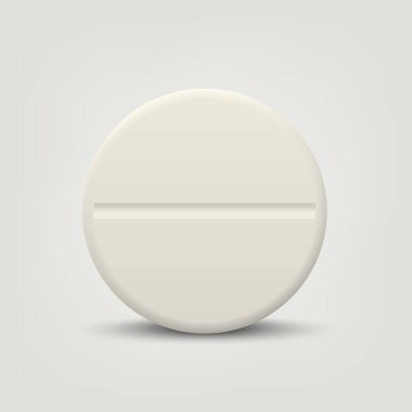 Vektör 3d Gerçekçi Beyaz Yuvarlak Tıbbi İlaç, Kapsül, Tablet Beyaz Arkaplan 'da izole edildi. Ön Görüntü hapları. Basit Standart İlaç, Tıbbi Konsept.
