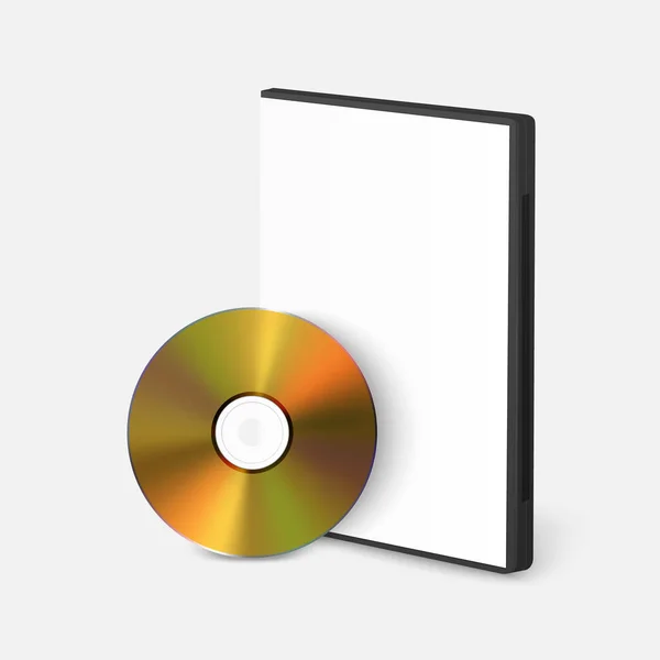 Vector Realistic Yellow Dvd Avec Couvercle Rectangulaire Plastique Enveloppe Coffret — Image vectorielle