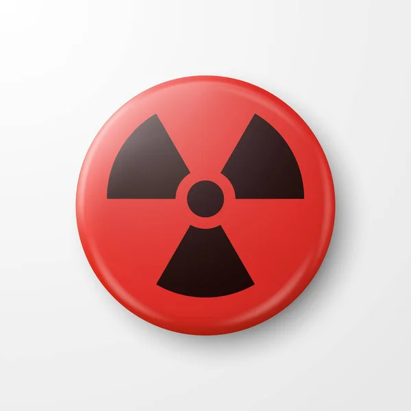 矢量3D现实的圆形红色和黑色警告 危险的核符号分离的白色背景 辐射警告标志 品牌号码 设计模板 前视图 — 图库矢量图片
