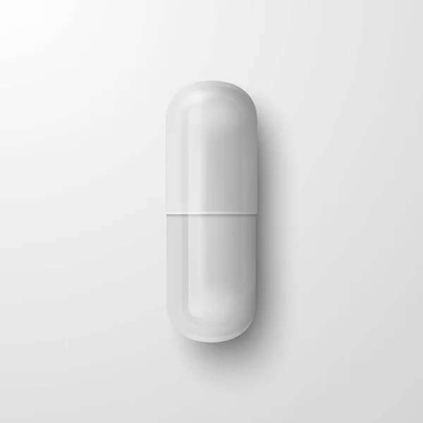 Vector Realistic White Pharmaceutical Medical Pill Capsule Tablet White Background — стоковий вектор