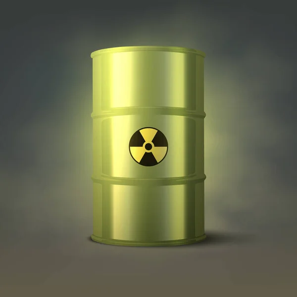 Siyah Tütsülenmiş Arkaplan Nükleer Şaret Tehlike Sıvısı Üzerine Gerçekçi Yeşil — Stok Vektör