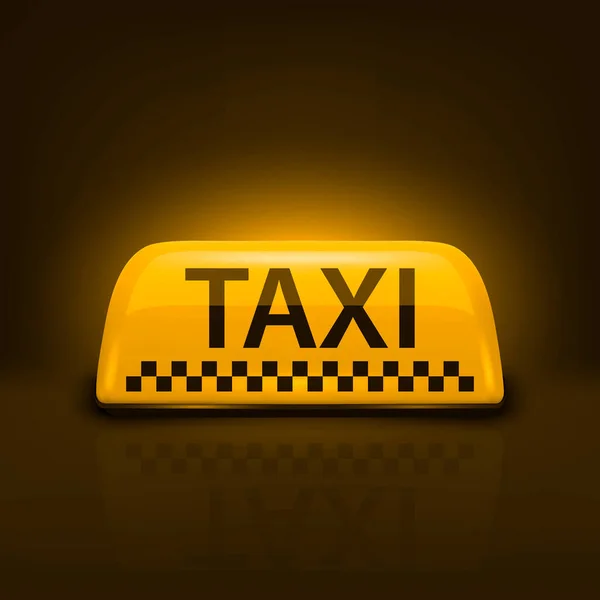 Vector Brillante Techo Amarillo Taxi Car Sign Primer Plano Sobre — Vector de stock
