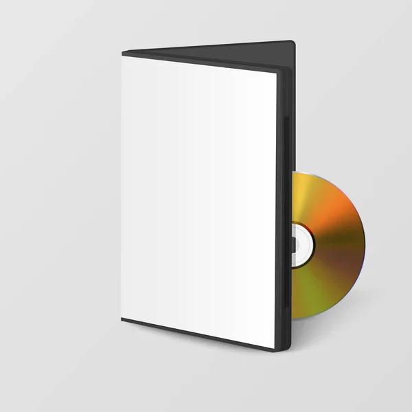 Vector Realistic Yellow Dvd Avec Couvercle Rectangulaire Plastique Enveloppe Étui — Image vectorielle