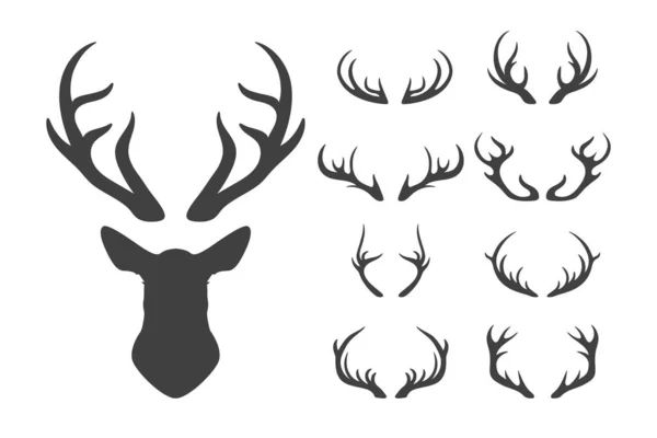 Corna Renna Vettoriale Formicai Silhouette Cervo Cervi Disegnati Mano Horn — Vettoriale Stock