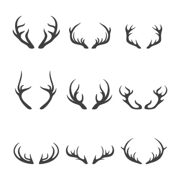 Sobí Rohy Antlers Siluety Jeleního Rohu Ručně Kreslený Jelení Roh — Stockový vektor