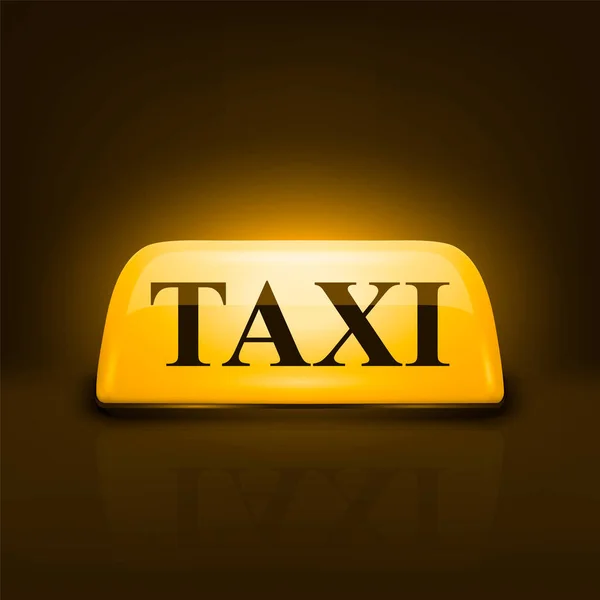 Διάνυσμα Λαμπερό Κίτρινο Αυτοκίνητο Οροφής Ταξί Είσοδος Closeup Μαύρο Φόντο — Διανυσματικό Αρχείο