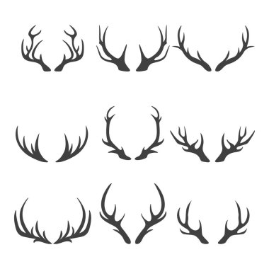 Vektör Ren Geyiği Boynuzları, Boynuzlar. Geyik boynuzu siluetleri. El Geyiği Boynuzu, Antler Set. Hayvan Karınca Koleksiyonu. Geyik tasarım elementleri. Vahşi Yaşam Avcıları, Hippi, Noel ve Yeni Yıl Konsepti.