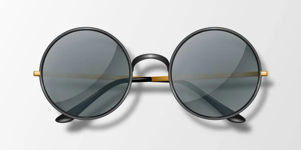 Vector Realistische Brille Mit Rundem Rahmen Icon Isolated Schwarzer Farbrahmen — Stockvektor