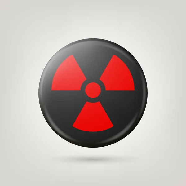 Vector Realistic Red Black Warning Danger Nuclear Symbol Isolated White — Stock Vector