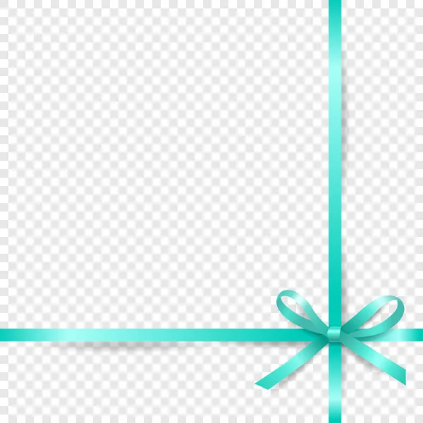 Vector Realistic Teal Color Gift Ribbon Bow Closeup Isolated Bow — 스톡 벡터