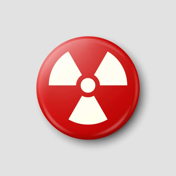 Vektör Gerçekçi Yuvarlak Kırmızı Beyaz Uyarı Tehlike Nükleer Sembolü Beyaz — Stok Vektör
