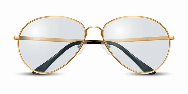 Vector Realistische Moderne Unisex Brille Mit Rahmen Goldener Metallfarbrahmen Transparente — Stockvektor