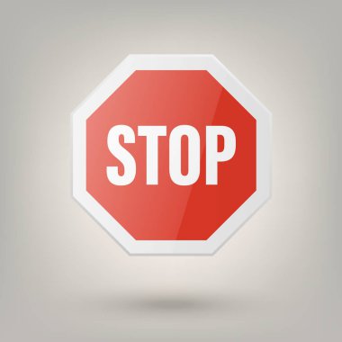 Vektör Beyaz ve Kırmızı Yuvarlak Parlak Yasaklama Durma İşareti Uyarı, Tehlike İşareti Kapatma Simgesi Kapatma. Tehlikeli Tabaka Tasarımı Yol İşaretinin Şablonu, Ön Görünüm.