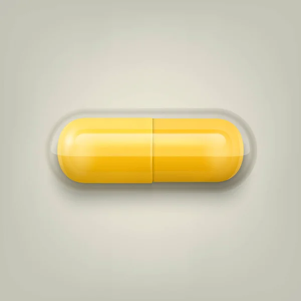 Vektor Realistisk Gul Och Vit Farmaceutisk Medicin Piller Kapsel Tablett — Stock vektor