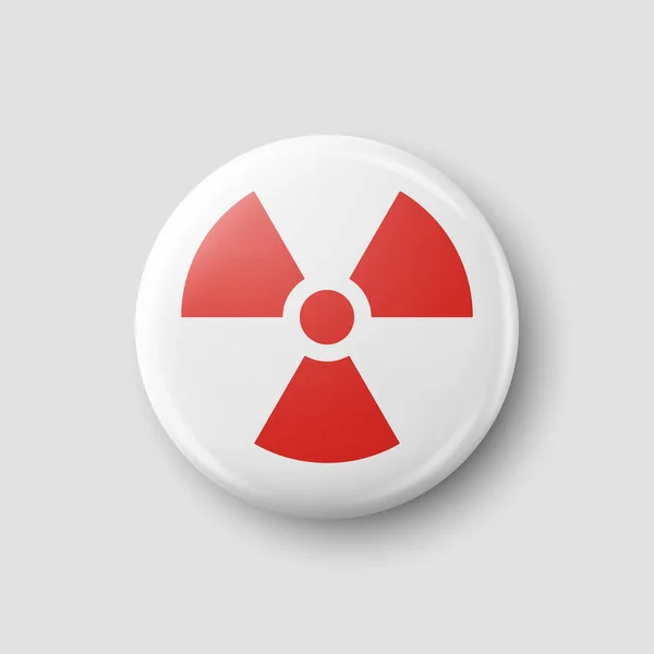 Vektör Gerçekçi Yuvarlak Kırmızı Beyaz Uyarı Tehlike Nükleer Sembolü Beyaz — Stok Vektör