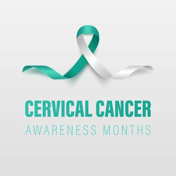 2007 Cervical Cancer Banner Card Placard Vector Realistic Teal White — 스톡 벡터