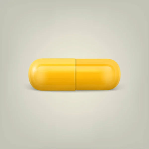 Píldora Médica Farmacéutica Amarilla Blanca Realista Del Vector Cápsula Tableta — Vector de stock