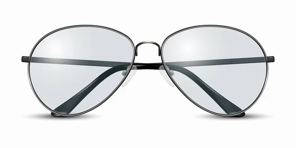 矢量3D真实感现代单面镜框镜片 黑色相框 透明的男女太阳镜 采购产品光学 时髦的眼镜 — 图库矢量图片