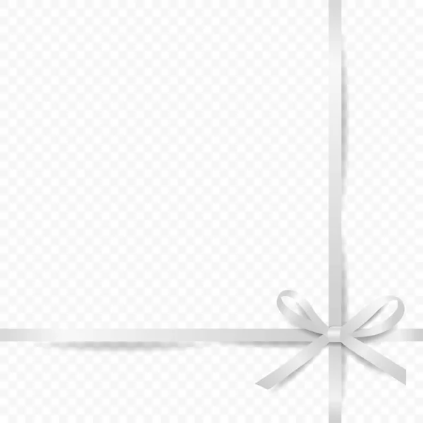 Вектор Реалістична Біла Подарункова Стрічка Лук Крупним Планом Ізольовані Шаблон — стоковий вектор