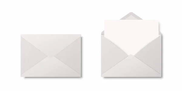 矢量现实空白白色关闭 打开信封与信件里面 未折叠的白色信封图标 软垫设置闭锁 秘密概念 — 图库矢量图片