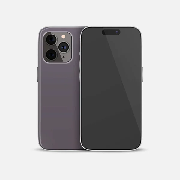 Vector Realista Roxo Smartphone Case Modelo Design Telefone Para Mockup — Vetor de Stock