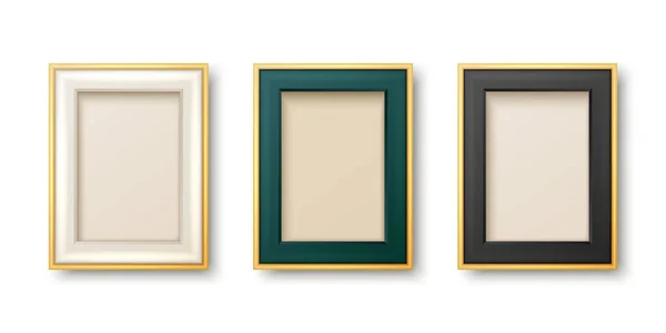 Vector Realistic White Gen Black Und Golden Decorative Vintage Frames — Stockvektor