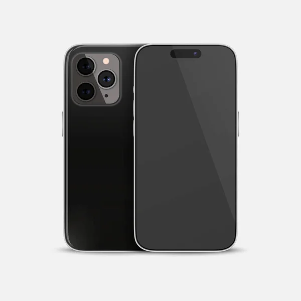 Vector Réaliste Noir Smartphone Case Modèle Conception Téléphone Pour Mockup — Image vectorielle