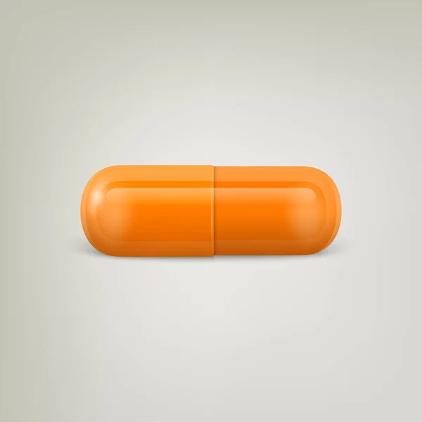 ベクトル3Dリアルなオレンジ医薬品薬薬薬薬 カプセル 白い背景にタブレット フロントビュー コピースペース 健康の概念 — ストックベクタ