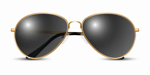 ベクトル3Dリアルな現代の男女兼用フレームグラス 黄色のゴールデンカラーフレーム ブラック透明サングラス用女性と男性 アクセサリー 光学系 レンズ ヴィンテージ トレンドグラス フロントビュー — ストックベクタ