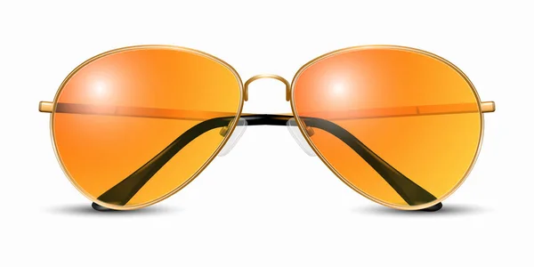 Vektorové Realistické Brýle Unisex Žlutý Zlatý Rám Oranžové Průhledné Sluneční — Stockový vektor