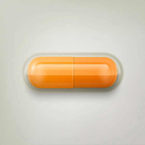 Vector Realistic Orange Pharmaceutical Medical Pill Cápsula Tablet White Background — Vetor de Stock