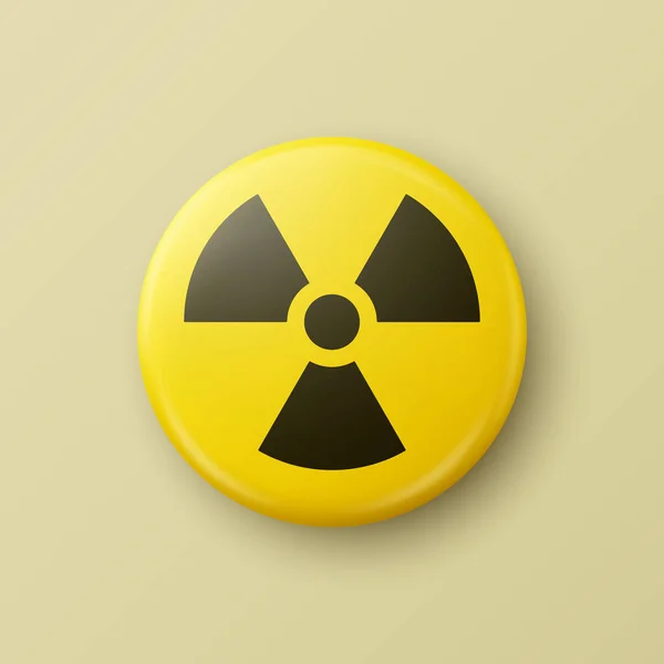 矢量3D现实的圆形黄色和黑色警告 危险的核符号分离 辐射警告标志 品牌号码 设计模板 前视图 — 图库矢量图片