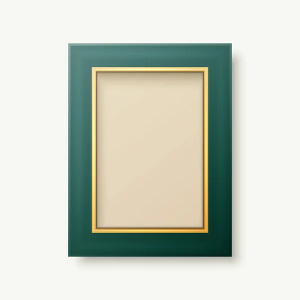 Vektör Gerçekçi Yeşil Altın Dekoratif Vintage Frame Sınır Kapatma Beyaz — Stok Vektör