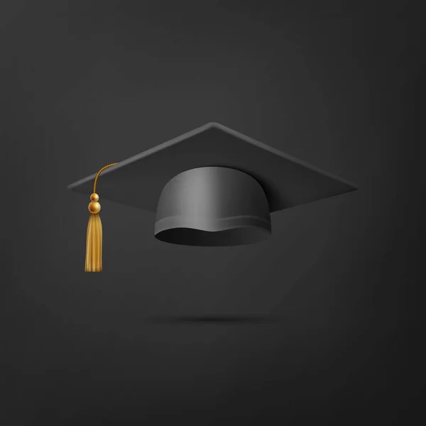 Διάνυσμα Ρεαλιστικό Black Graduate College High School University Black Cap — Διανυσματικό Αρχείο