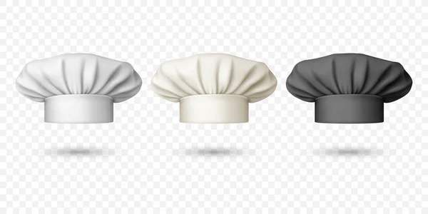 Vector Refleic White Black Chef Toque Icon Set Повар Повар — стоковый вектор