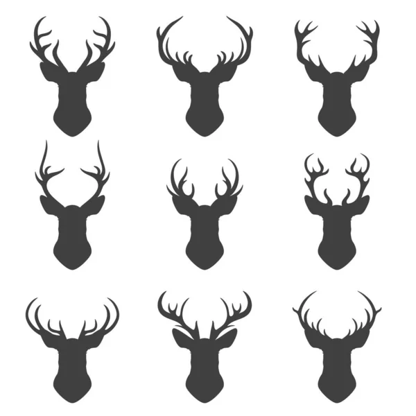 鹿角的轮廓 手绘鹿角 鹿角集 动物安特莱藏品杜尔的设计元素 野生动物猎手 嬉皮士 圣诞及新年概念 — 图库矢量图片