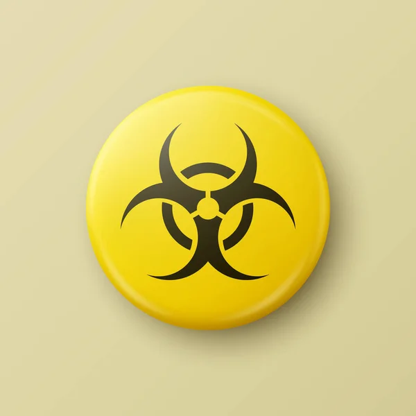 Vector Realistic Yellow Black Warning Danger Biohazard Bioweapon Izolacja Symbolu — Wektor stockowy