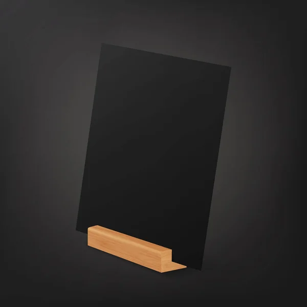 Vector Realisztikus Fekete Függőleges Üres Papírlap Kártya Tartó Stand Ikon — Stock Vector