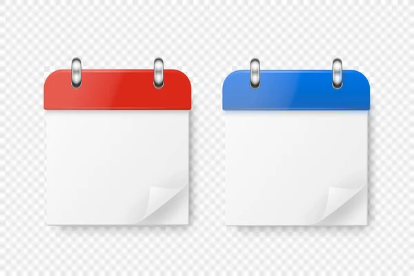 Vecteur Papier Réaliste Classique Simple Minimaliste Rouge Bleu Calendrier Icône — Image vectorielle