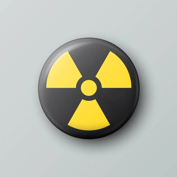 Вектор Реалістичний Круглий Жовтий Чорний Попередження Небезпечний Ядерний Символ Ізольований — стоковий вектор