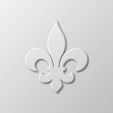 Vektör Gerçekçi Kağıt 3d Fleur De Lis Kapanış Beyaz Arkaplanda. Heraldic Lily İmza, Vektör İllüstrasyonu.