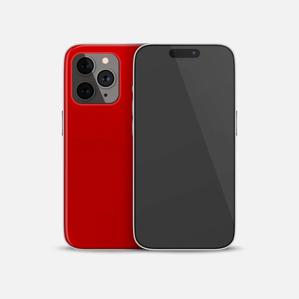 Vektor Realistik Red Smartphone Case Templat Desain Telepon Untuk Mockup - Stok Vektor