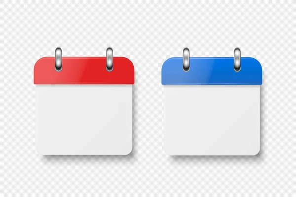 Vecteur Papier Réaliste Classique Simple Minimaliste Rouge Bleu Calendrier Icône — Image vectorielle